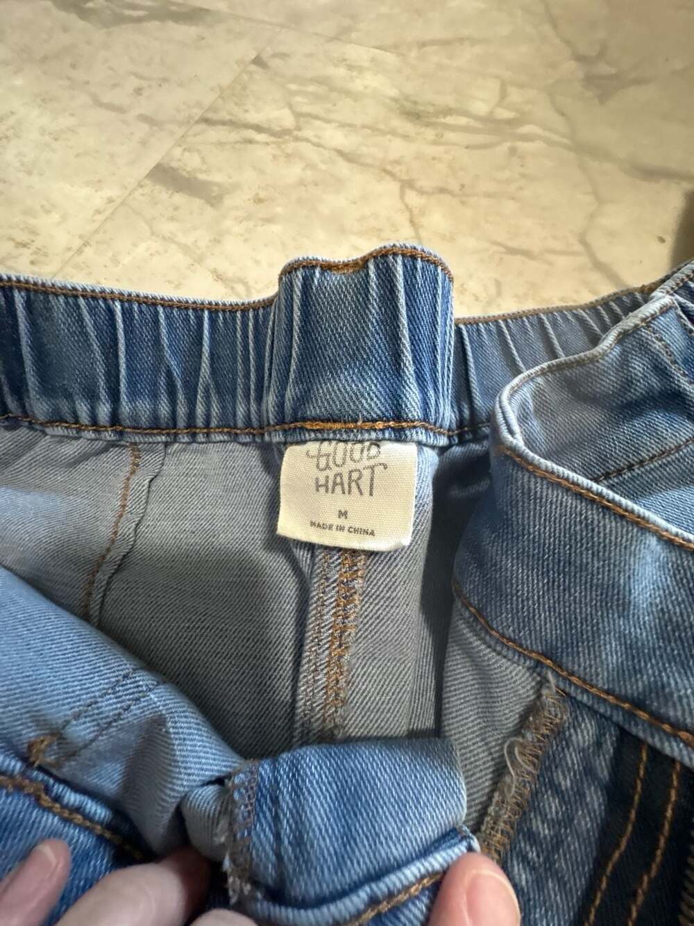 Good Hart Light Wash Pull-On Denim Utility Pants Size M